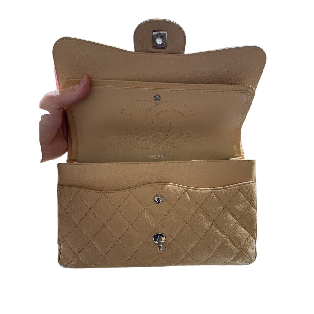 CHANEL LAMB SKIN DOUBLE FLAP BIG MATELASSE 30