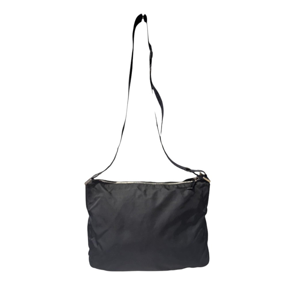 PRADA SHOULDER BAG NYLON BLACK SILVER