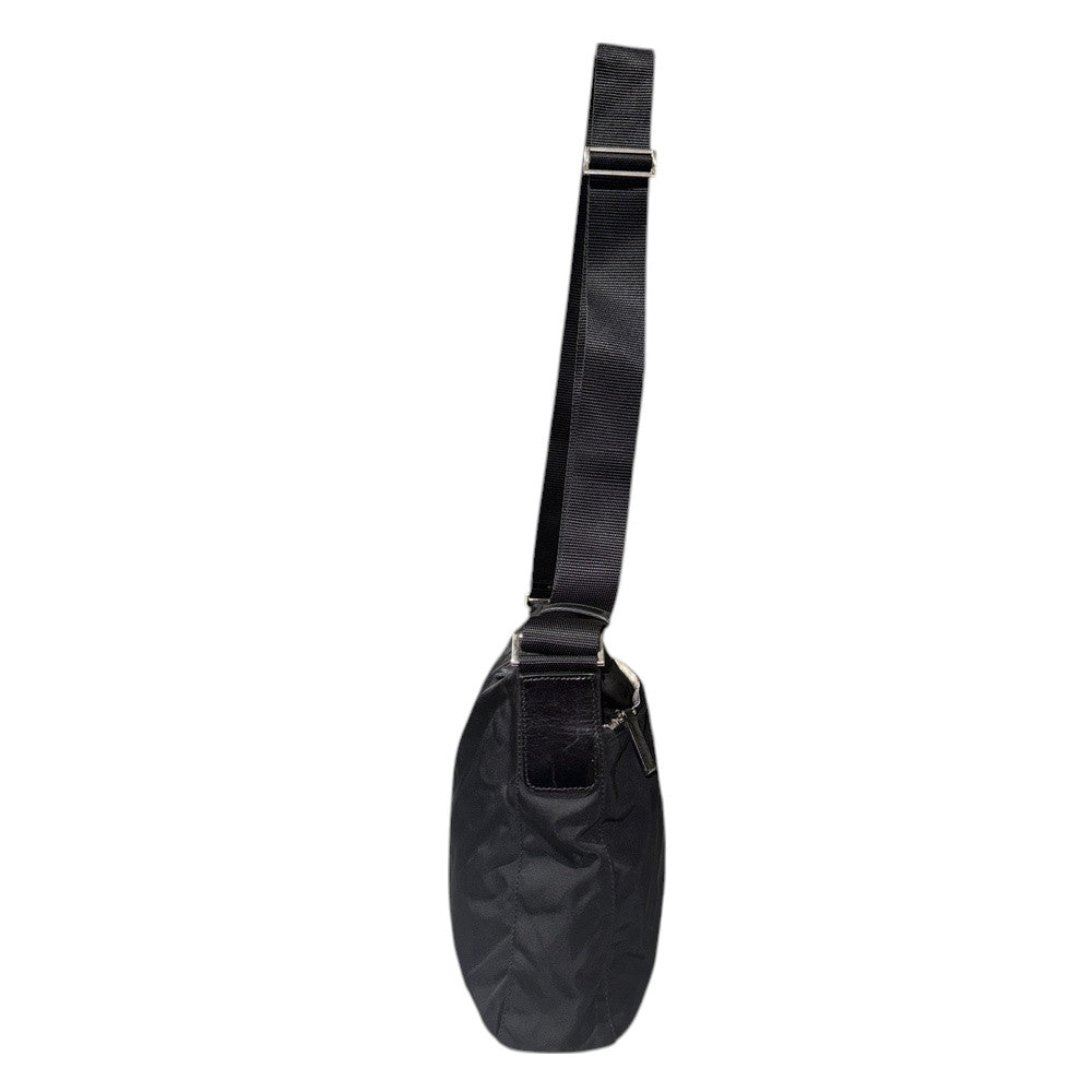 PRADA SHOULDER BAG NYLON BLACK SILVER