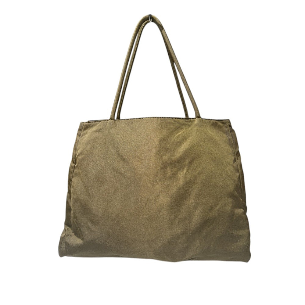 PRADA TOTE BAG NYLON KHAKI SILVER
