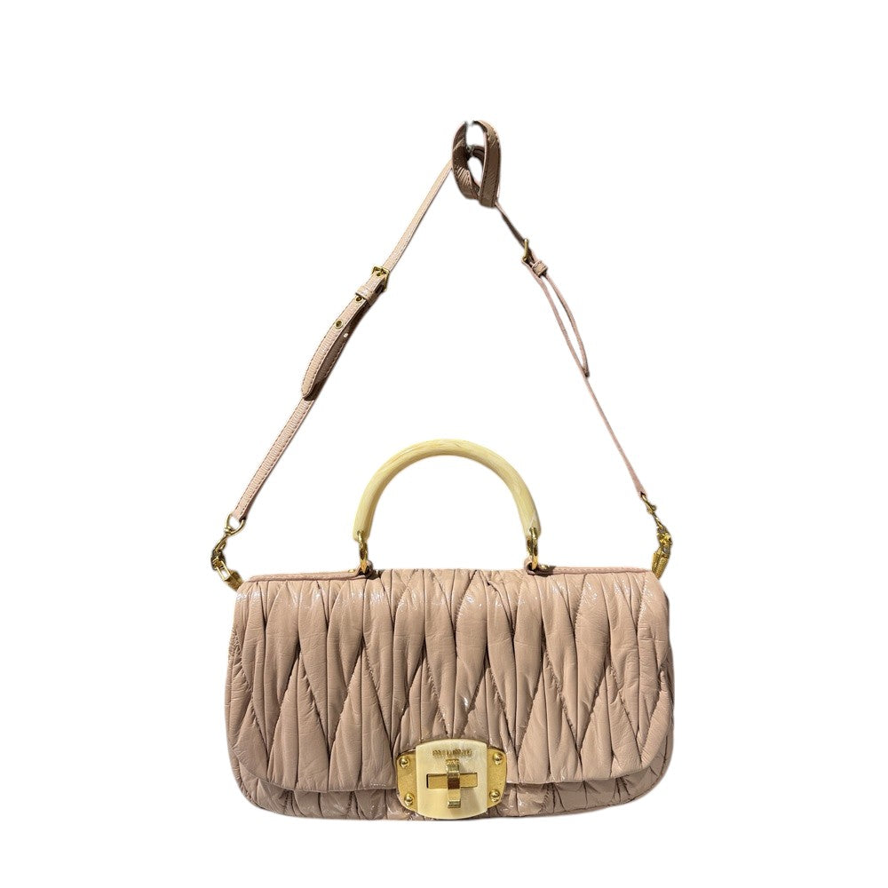 MIU MIU MATELASSE ENAMAL 2WAY BEIGE GOLD