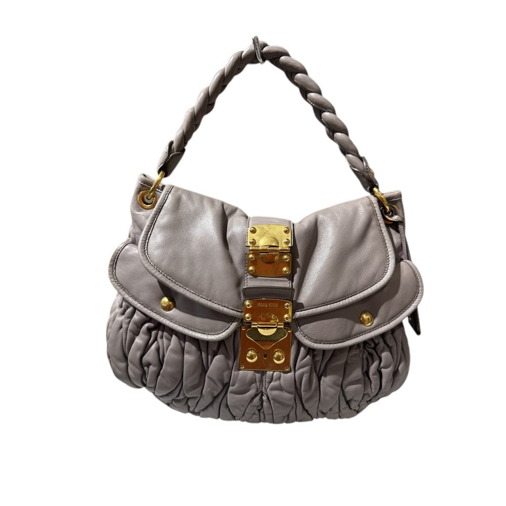 MIU MIU MATELASSE SHOULDER BAG GREY GOLD