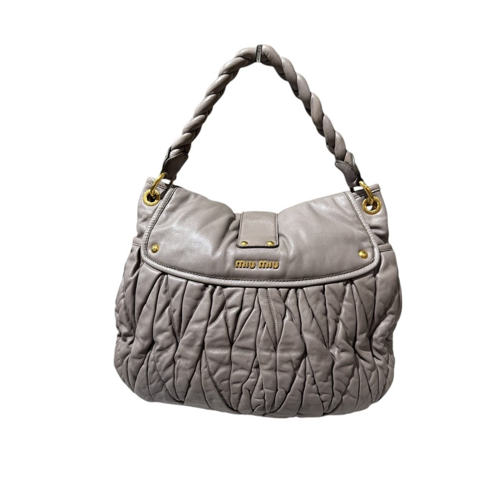 MIU MIU MATELASSE SHOULDER BAG GREY GOLD