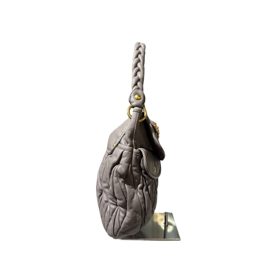 MIU MIU MATELASSE SHOULDER BAG GREY GOLD