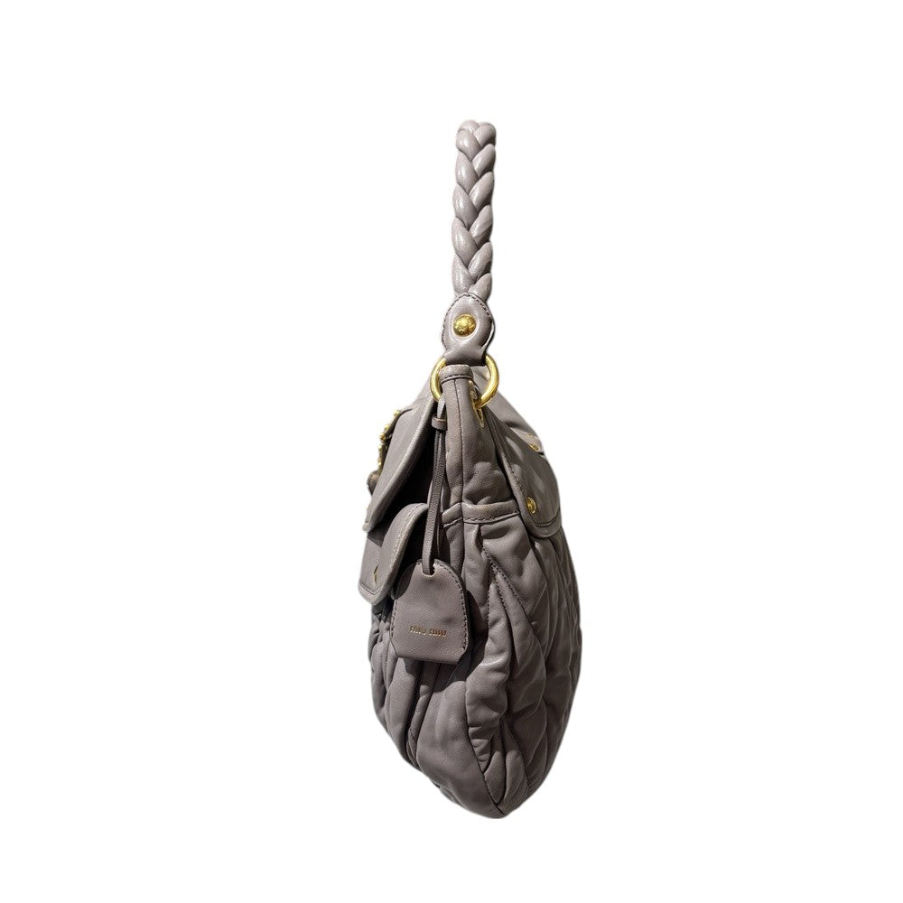 MIU MIU MATELASSE SHOULDER BAG GREY GOLD