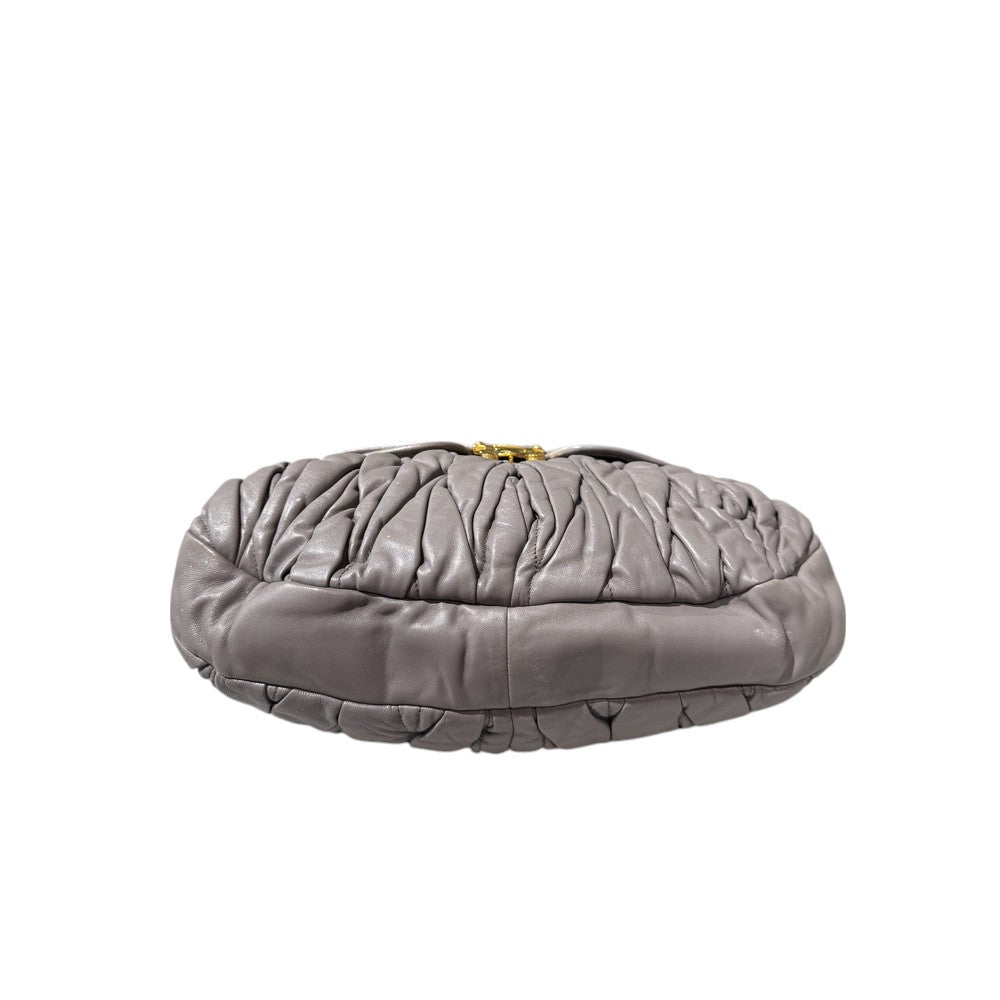 MIU MIU MATELASSE SHOULDER BAG GREY GOLD