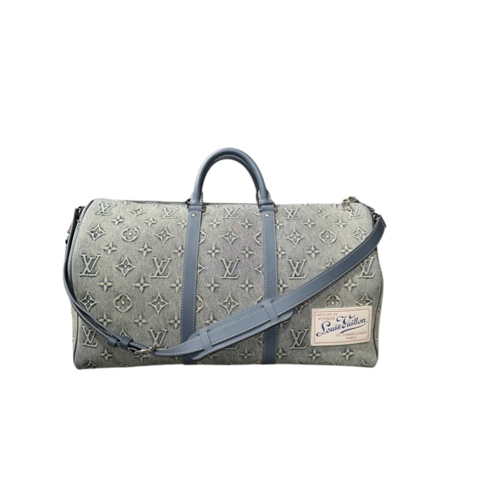 LOUIS VUITTON WASH DENIM KEEPALL BANDOULIERE 50