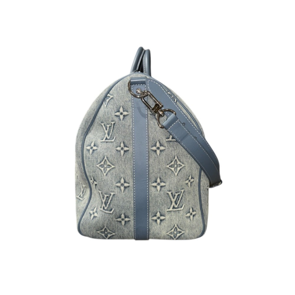 LOUIS VUITTON WASH DENIM KEEPALL BANDOULIERE 50