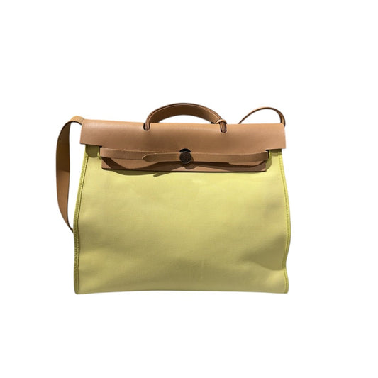 HERMES HERBAG ZIP MM YELLOW SILVER