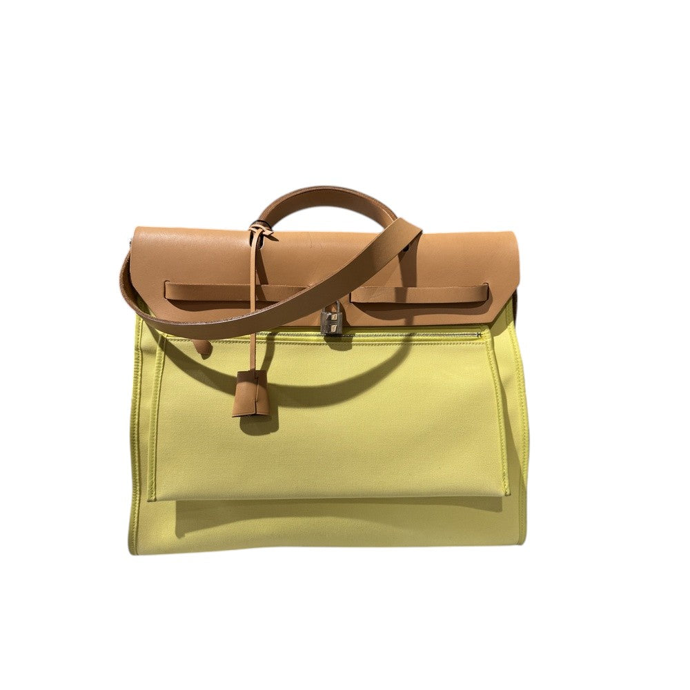HERMES HERBAG ZIP MM YELLOW SILVER