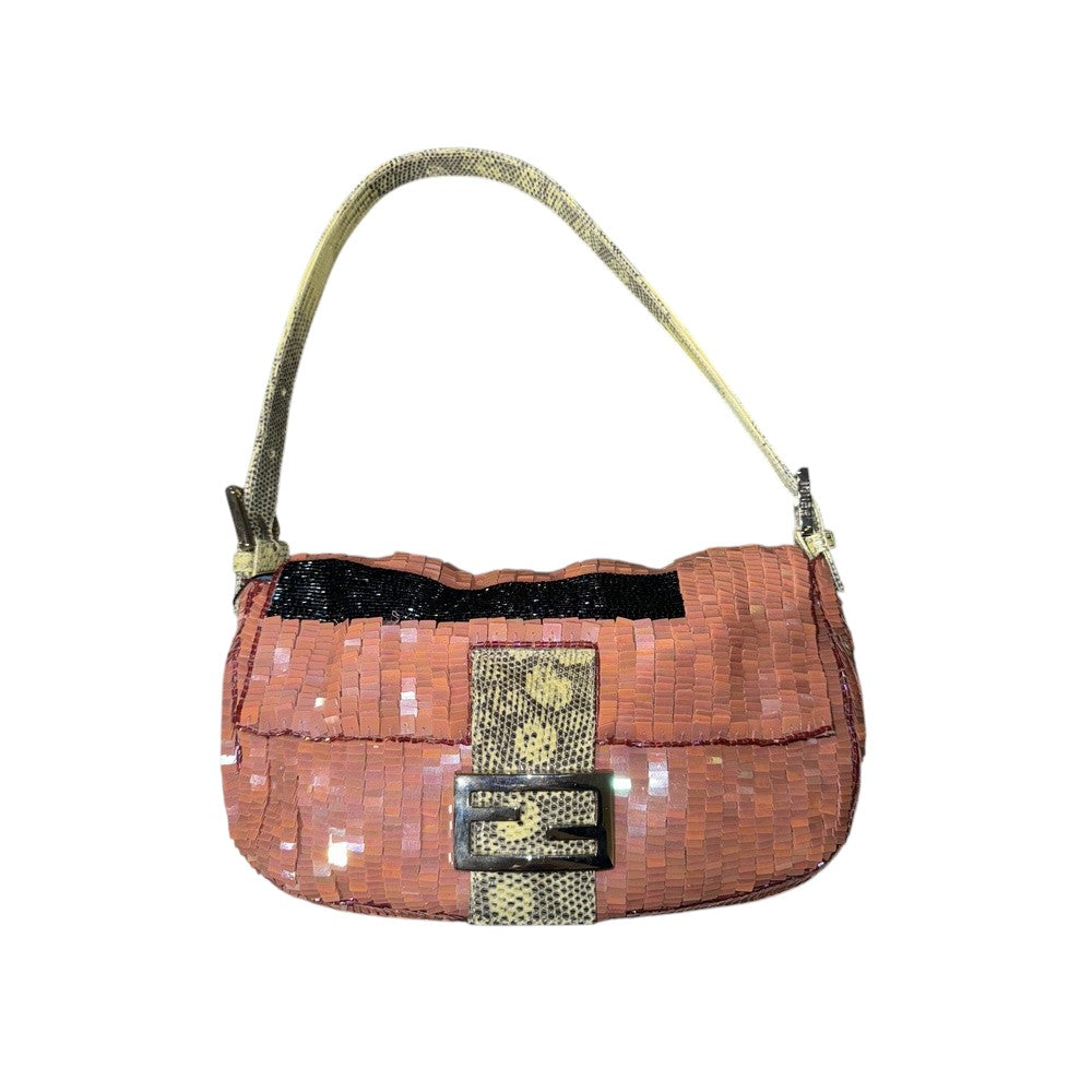 FENDI PEACH SEQUIN BAGUETTE BAG