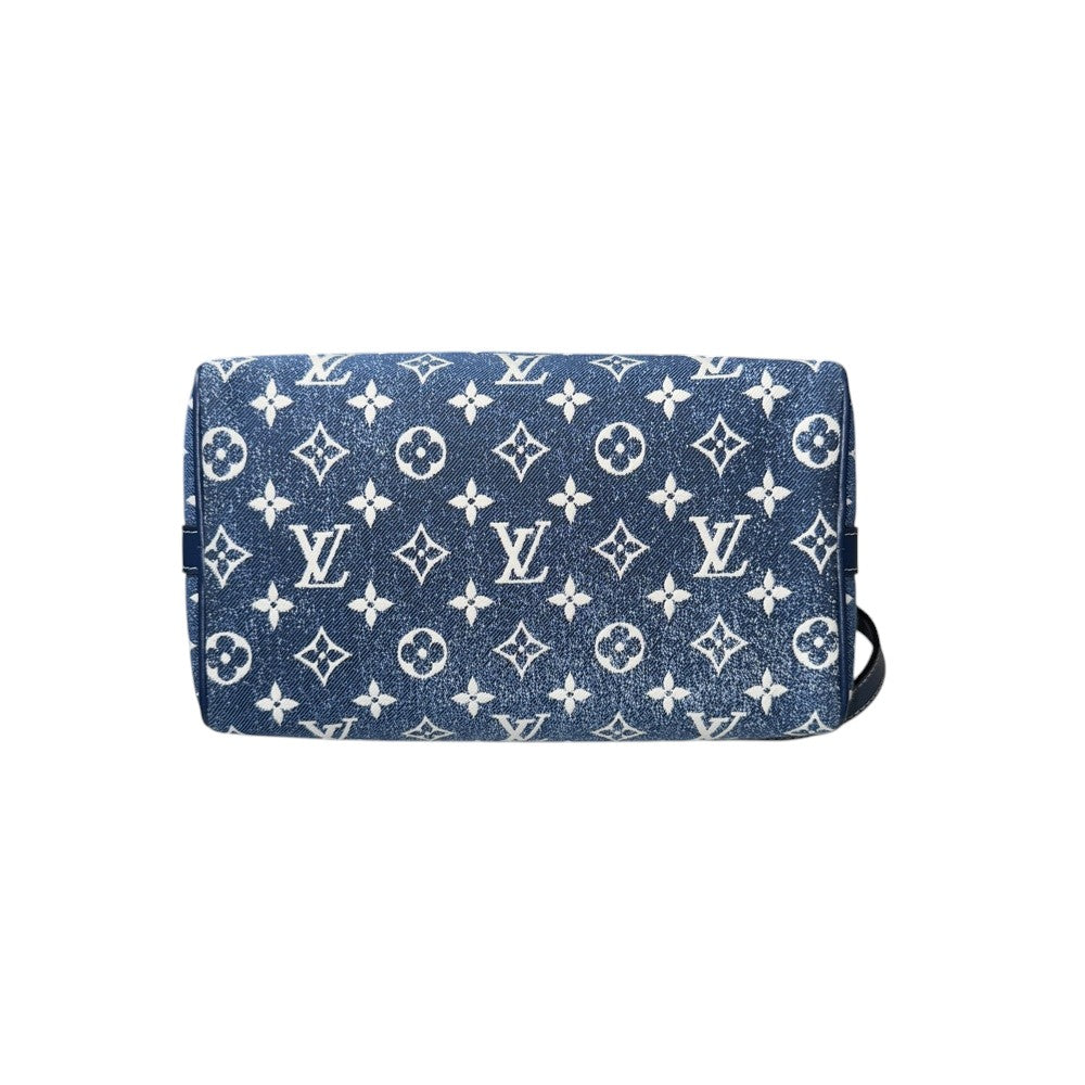 LOUIS VUITTON SPEEDY 25 BANDOULIERE DENIM JACQUARD NAVY BLUE