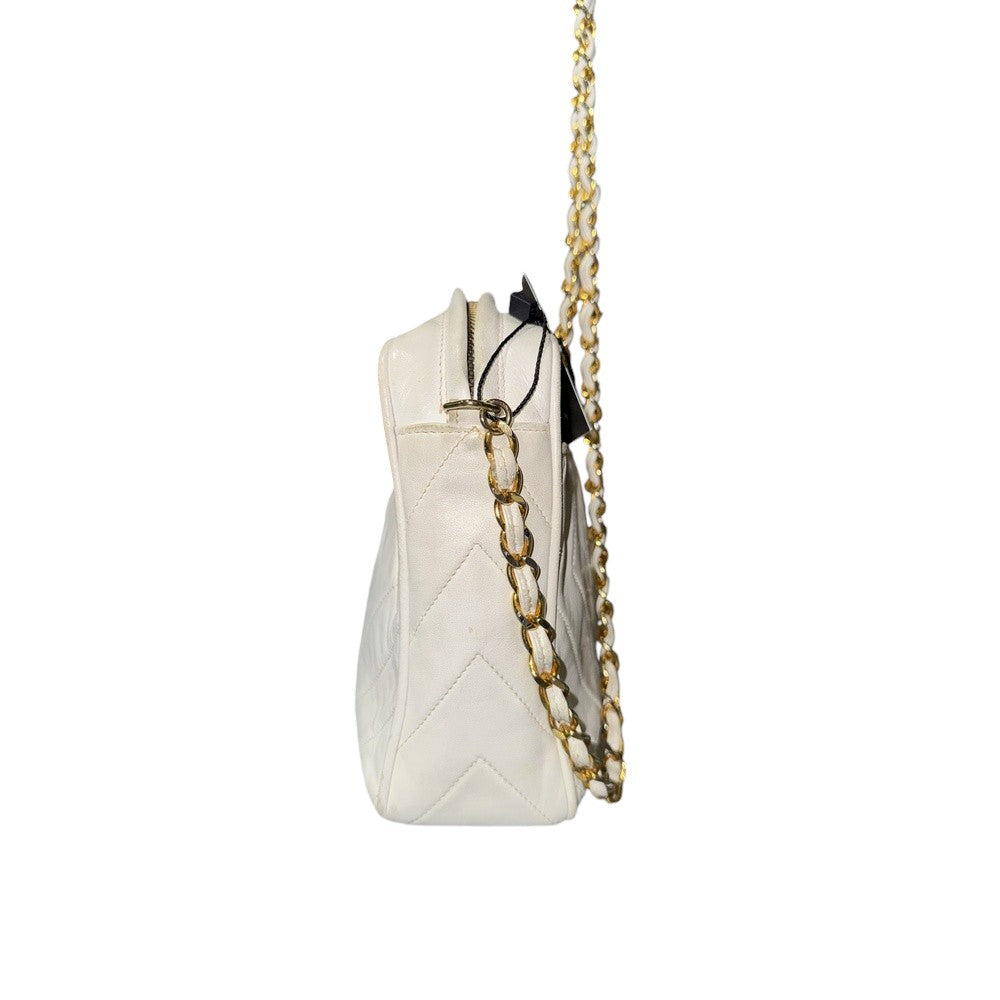 CHANEL VINTAGE CAMERA BAG WHITE