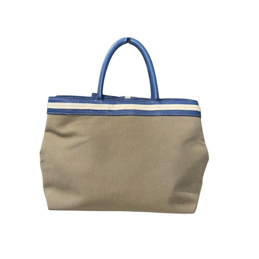 PRADA HAND BAG CANVAS BEIGE GOLD