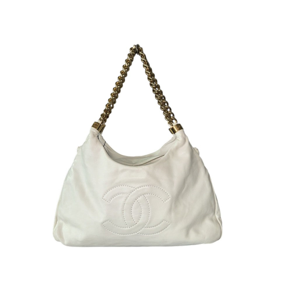 CHANEL COCO MARK CHAIN WHITE GOLD CC
