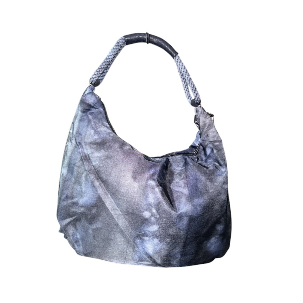 PRADA NYLON SHOULDER BAG BLUE SILVER
