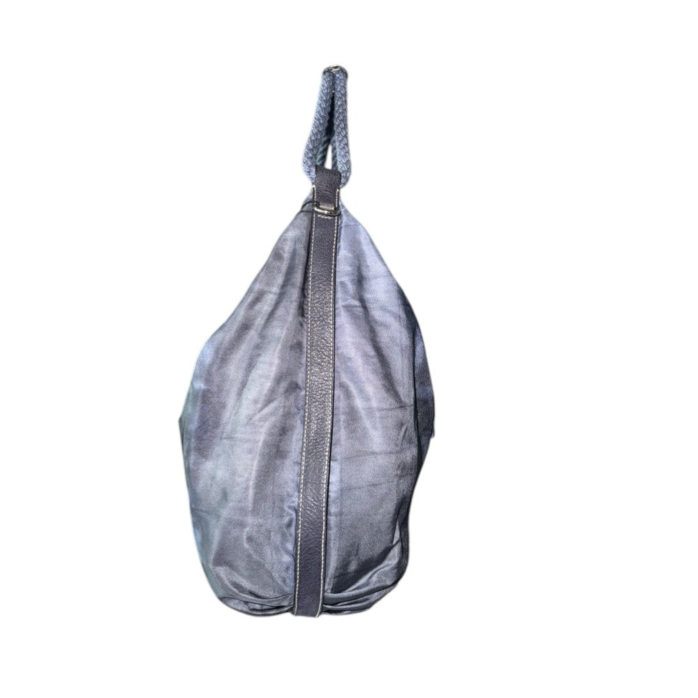 PRADA NYLON SHOULDER BAG BLUE SILVER