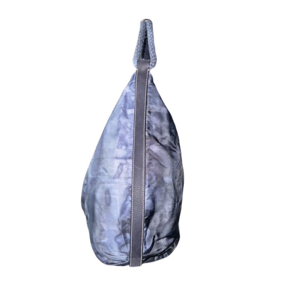 PRADA NYLON SHOULDER BAG BLUE SILVER