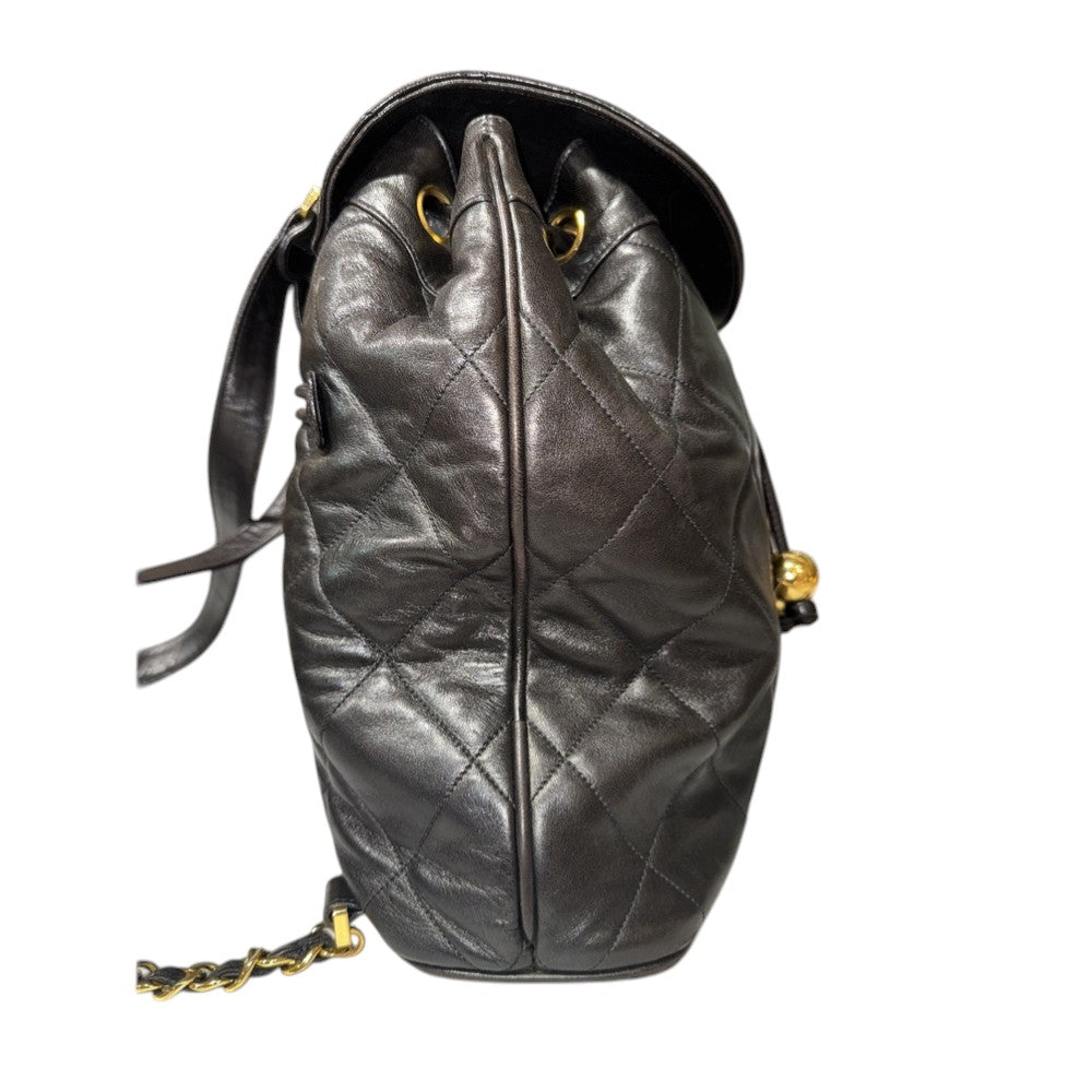 CHANEL LAMB SKIN MATELASSE BACKPACK BLACK GOLD