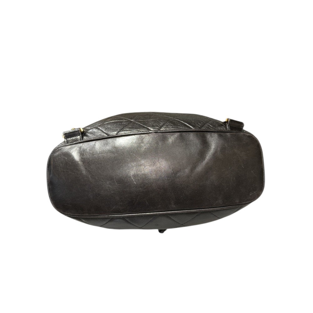 CHANEL LAMB SKIN MATELASSE BACKPACK BLACK GOLD
