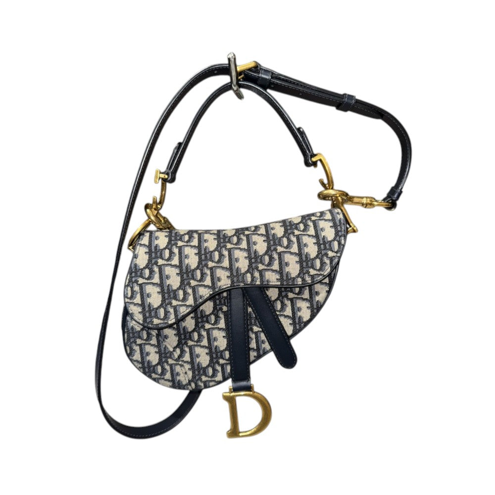 CHRISTIAN DIOR SADDLE BAG MINI JACQUARD BLAU