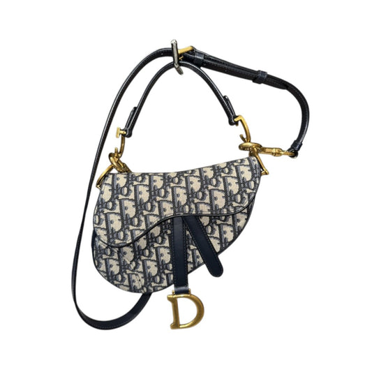 CHRISTIAN DIOR SADDLE BAG MINI JACQUARD BLAU