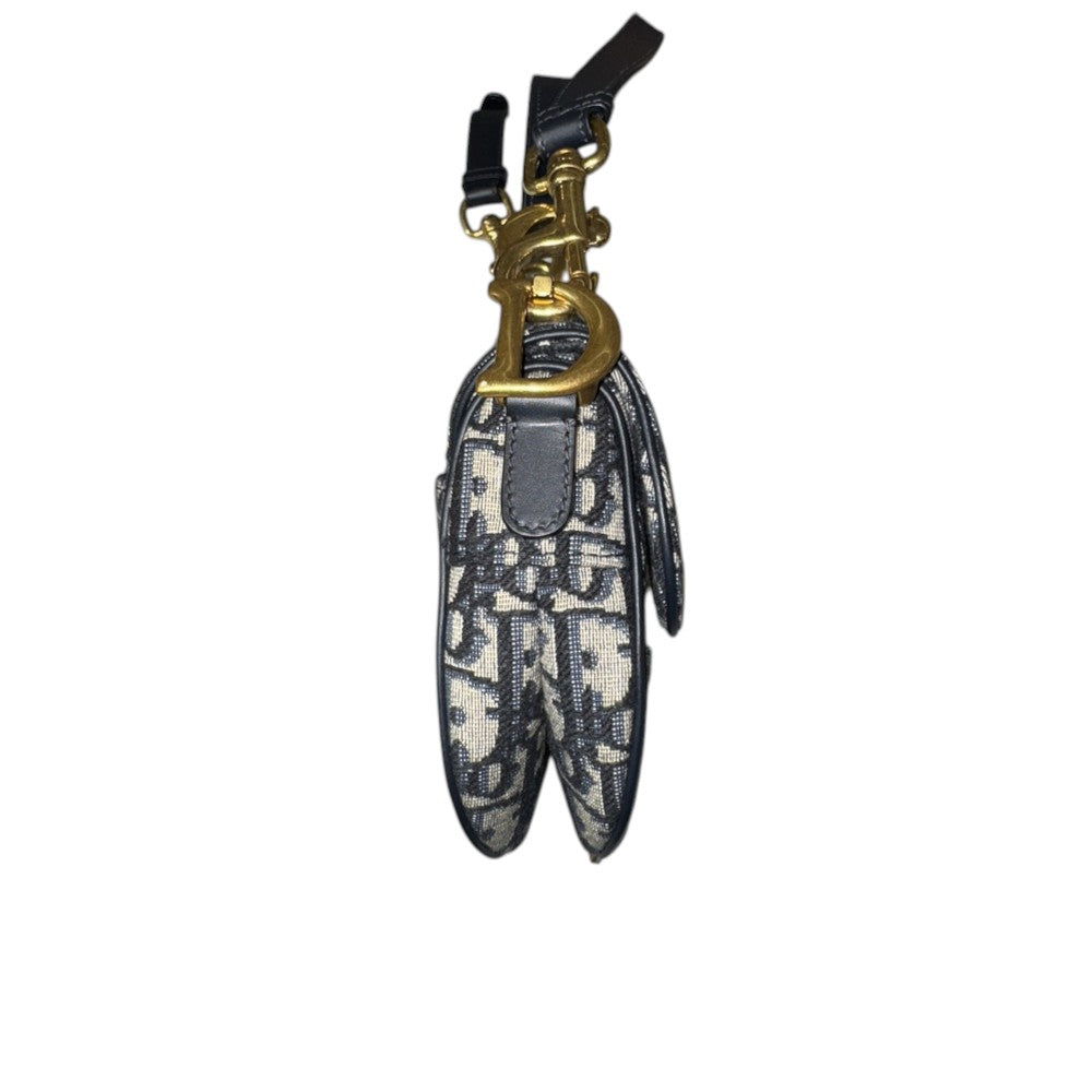 CHRISTIAN DIOR SADDLE BAG MINI JACQUARD BLAU