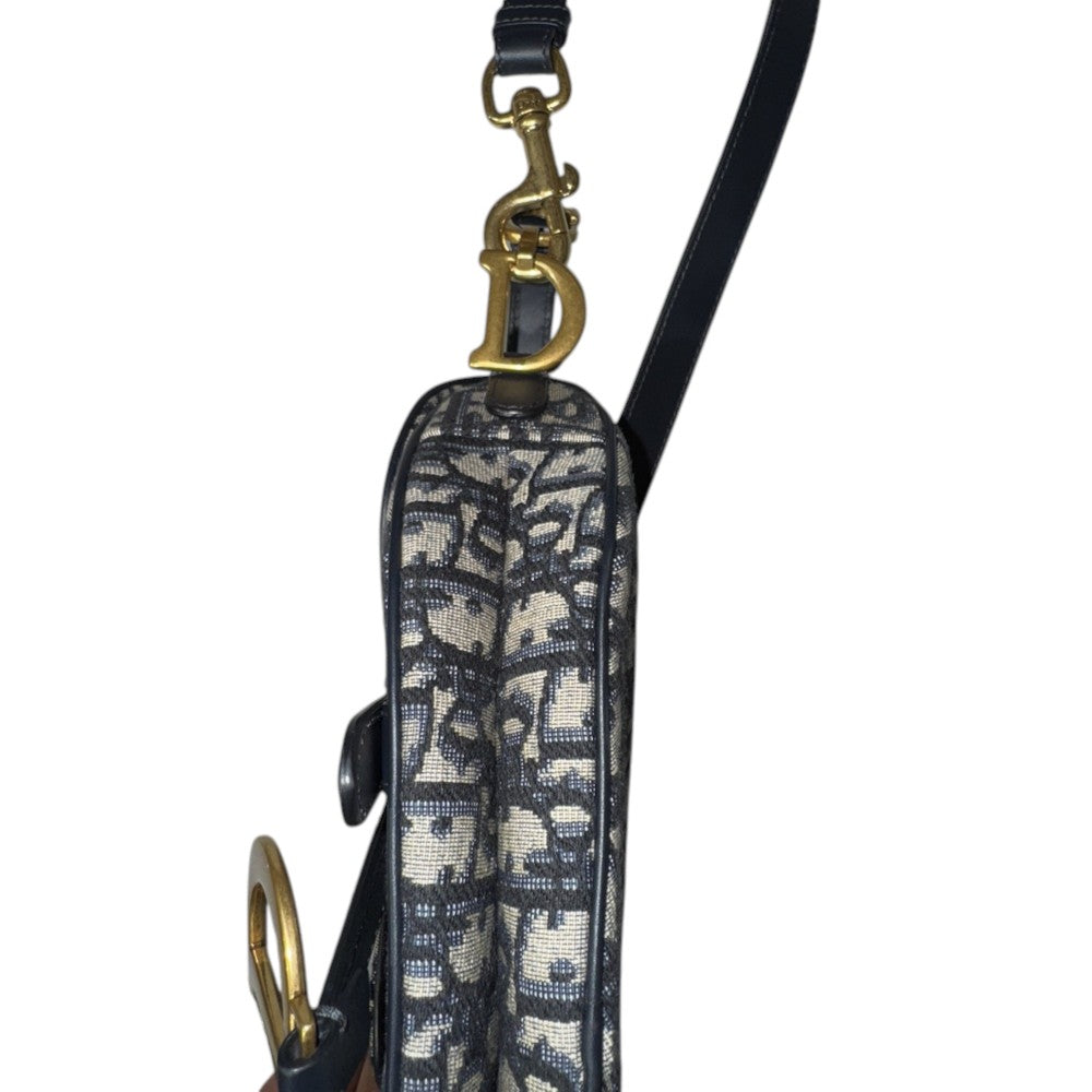 CHRISTIAN DIOR SADDLE BAG MINI JACQUARD BLAU