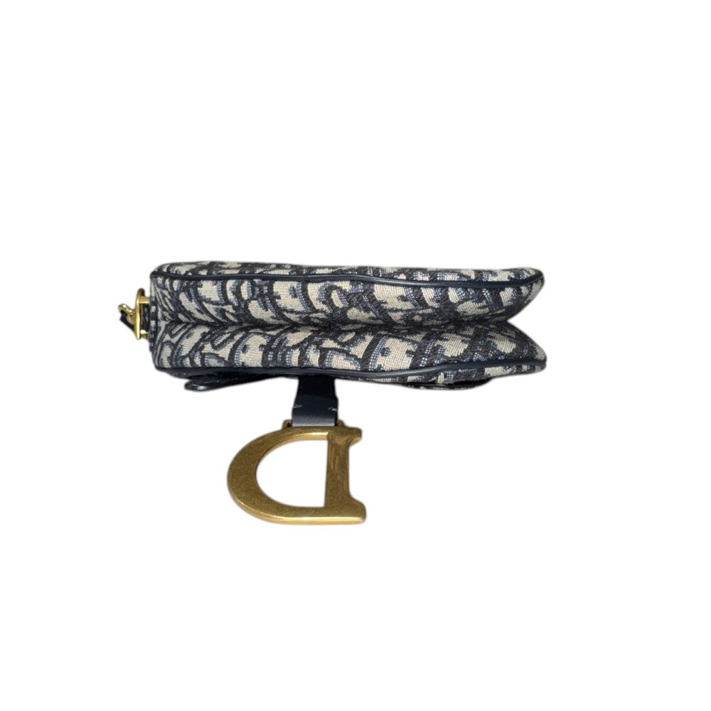 CHRISTIAN DIOR SADDLE BAG MINI JACQUARD BLAU